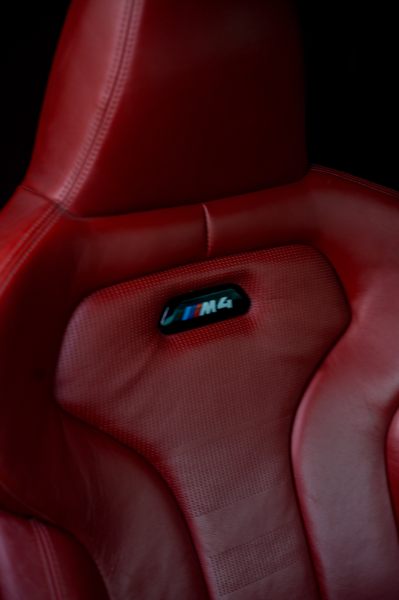 BMW M4 red leather seat